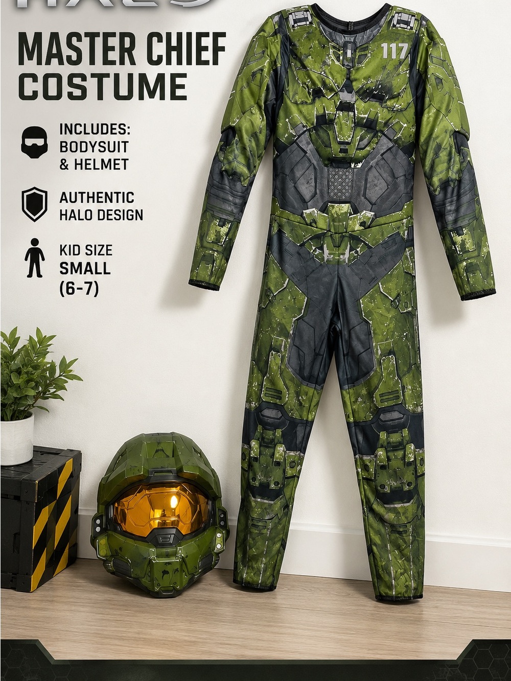 Microsoft Master Chief Costume - Green with Gold Visor